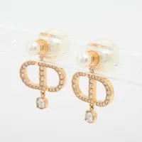 ［美品］ディオール　トライバル　ピアス　パール　ロゴ　ラインストーン　シングル ディオール トライバル ピアス(両耳用) GP×ラインストーン