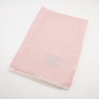 CHANEL ピンクベージュ ストール　CoCoマーク　未使用 シャネル ココマーク ストール カシミヤ×ウール×シルク ピンク