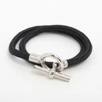 在庫処分 半額 エルメス グレナン ブレスレット GP ブラック×シルバー A3761230 アクセサリー