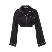 PRADA 半袖シャツ シルク PRADA プラダ 半袖シャツ 襟シャツ トップス ブラック P3H95G