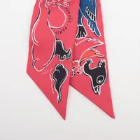 [美品]エルメス ツイリー 千と一羽のうさぎ ピンク マルチ スカーフ シルク エルメス ツイリー MILLE ET UN LAPINS 千と一羽のうさぎ