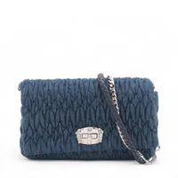 POPOmiu miu ブラック マテラッセ　ナッパ　クリスタル　クラッチ miu ミュウミュウ ハンドバッグ ショルダーバッグ マテラッセ