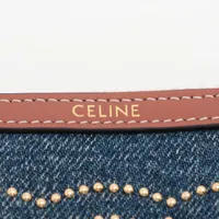 セリーヌ トリオンフ レザー×デニム コインケース ブルー
