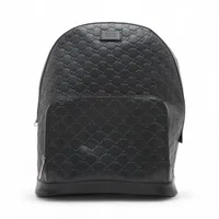 美品 グッチ レザー コンビナイロン リュック バックパック ロゴ型押し 黒 グッチ GGナイロン ナイロンxレザー バックパック/リュック