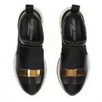 美品✨セルジオロッシ　sr1　SRIPPERS CHALK　黒×シルバー　レザー 美品 セルジオロッシ Sergio Rossi sr1 Slippers メタルプレート