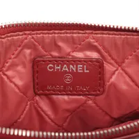 【汚れ有】シャネルポーチ レッド CHANEL CCマークステッチポーチ付きミニ巾着ショルダーバッグ