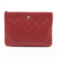 CHANEL レザー ポーチ レッド　訳あり CHANEL レッド ポーチ - メルカリ