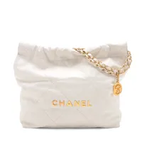 CHANEL Chanel22 ミディアム ホワイト ゴールド ショルダー 中古 シャネルチェーンショルダー 20cm 42976 ホワイト ゴールド金具