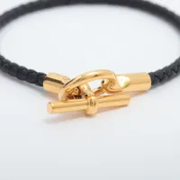 ニック　美品　エルメス　グレナン　ブレスレット　ブラック　箱付き エルメス グレナン ブレスレット GP×革 ブラック×ゴールド