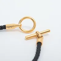 エルメス グレナン ブレスレット GP×革 ブラック×ゴールド
