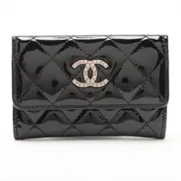 【訳あり】CHANEL(シャネル) キルティング パテントレザー カードケース シャネル マトラッセ パテントレザー カードケース ブラック