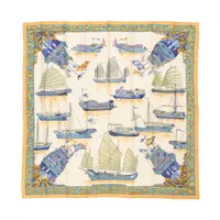 エルメス カレ90 JUNQUES ET SAMPANS 船 スカーフ シルク