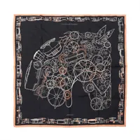 ❤お得なお品❤クリーニング済 エルメス カレ90 ブラック スカーフ シルク エルメス カレ90 COMPLICATION EQUESTRE スカーフ シルク
