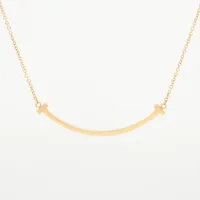 ティファニー　Tスマイルスモール　ネックレス　750 wg 現行品 ティファニー TIFFANY＆CO Tスマイル ネックレス スモール 750YG