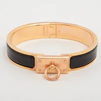 ☆極美品　HERMES クリックH　PM Hermes Click Clac H Bracelet Gold/Noir (Retail $740) Size PM