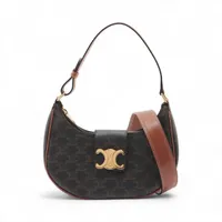 セリーヌ トリオンフ アヴァ PVCxレザー ショルダーバッグ ブラウン  