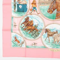 【美品】エルメス 大判 カレ 90 スカーフ 「オートゥイユの5月」シルク 馬 エルメス カレ90 Auteuil en Mai オートゥイユの5月 スカーフ シルク