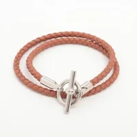 HERMES グレナン ドゥブルトゥール ブレスレット ブラウン ゴールド金具 レザーブレスレット 《グレナン》 ドゥブルトゥール | Hermès