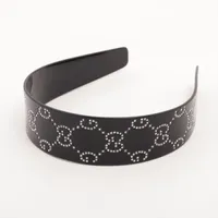 グッチ カチューシャ ラインストーン GG GG canvas hairband with crystals in camel and dark brown