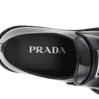 PRADA プラダ　チョコレート　厚底 ブラック　レザーシューズ　34 1/2 プラダ チョコレート レザー ローファー 34 1/2 レディース
