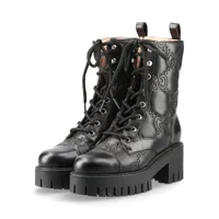 グッチ レザー ショートブーツ 35.5 レディース ブラック 718386