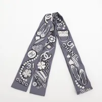 【超美品】CHANEL ロゴ シルク スカーフ シャネル アイコン 20P スカーフリング シルク ブルー A3771663