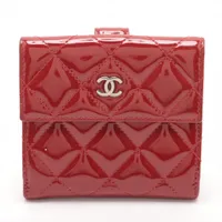 CHANEL ラムスキン コンパクト財布レッド シャネル マトラッセ ラムスキン コンパクトウォレット ピンク