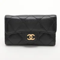 【美品】CHANEL シャネル キャビアスキン キーケース ブラック ゴールド シャネル マトラッセ キャビアスキン キーケース ブラック
