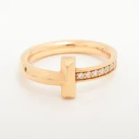 ティファニー Au750 PG Tワン ナロー ダイヤ リング 8号 fo3e ティファニー Tワン ナロー ダイヤ リング 750(YG) 3.9g d0.08ct