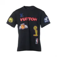 21AW ルイヴィトン　NBA 半袖シャツ　レザーパッチ　ホワイト　バスケ　S 21AW ルイヴィトン NBA 半袖シャツ レザーパッチ ホワイト バスケ L
