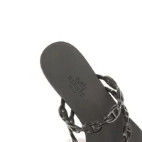 HERMES サンダル 36（牛革・ブラック・シェーヌダンクル） エルメス アイランド ラバー サンダル 36 レディース ブラック