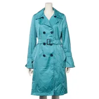 極美品▲Herno ヘルノ IM0121D HLモノグラム ロゴボタン ベルト付 トレンチコート スプリングコート 青 42 イタリア製 正規品 レディース ヘルノ ナイロン トレンチコート 42 レディース ブルー IM0121D HL