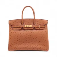 HERMES オーストリッチ クラッチバッグ チェスナッツ エルメス エルメス チェスナッツ/オーストリッチとチェスナッツ色コンビを