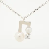 タサキ プチ バランス ノート パール ダイヤ ネックレス 750(WG) 2.8g