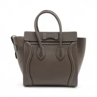 【美品】CELINE　ラゲージ　マイクロショッパー グレー　ハンドバッグ セリーヌ ラゲージ マイクロショッパー レザー ハンドバッグ