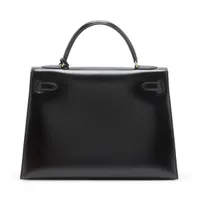 エルメス ケリー32 セリエ ボックスカーフ ブラック ゴールド金具 ○Q