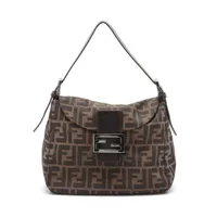 【良品】フェンディ マンマバケット ハンドバッグ ズッカ FF金具 ブラウン FENDI フェンディ ズッカ マンマ バケット フラップ ハンド