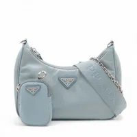 プラダ テスート ナイロンxレザー 2WAYショルダーバッグ ブルー
