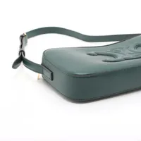 美品 セリーヌ トリオンフ ドローストリング フォンポーチ レザー ライトグリーン ショルダーバッグ 緑 1701【中古】CELINE CELINE（セリーヌ） 美品 トリオンフ ドローストリング フォンポーチ