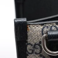 グッチ GGスプリーム PVCxレザー 2WAYトートバッグ ネイビーx