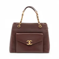 シャネル　ヴィテージバッグ　マドモアゼルココシャネルゴールドチェーントートバッグ CHANEL - 美品 シャネル カメリア ココマーク ロゴ ゴールド金具