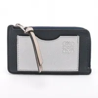 ロエベ アナグラム レザー フラグメントケース ネイビー×シルバー