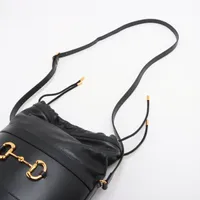グッチ ホースビット1955 レザー ショルダーバッグ ブラック