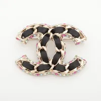 ☆シャネル CHANELココマーク レザー ラインストーン ブローチ☆ シャネル CHANEL ブローチ ココマーク B21K ラインストーン レザー