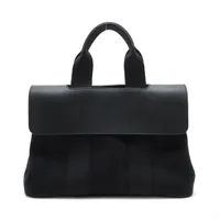 エルメス ヴァルパライソPM トワルシェブロンxレザー ブラック シルバー金具