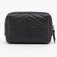GUCCI グッチ GGマーモント ブラック レザー ポーチ 476165 グッチ GGマーモント 476165 レザー ポーチ ブラック WZ527328