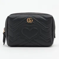 GUCCI ポーチ 476165 グッチ GGマーモント 476165 レザー ポーチ ブラック WZ527328