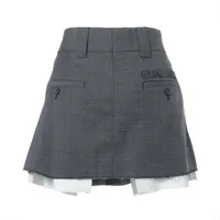 ミュウミュウ 22年 ウール スカート 38 レディース グレー