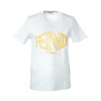 フェンディ 23年 コットン Tシャツ L メンズ ホワイト FY1144