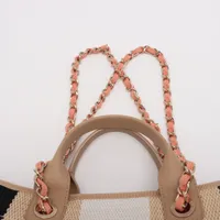 CHANEL ベージュ ストロー パーティーバッグ CHANEL シャネル 2WAY ストロー チェーンバッグ ベージュ かご